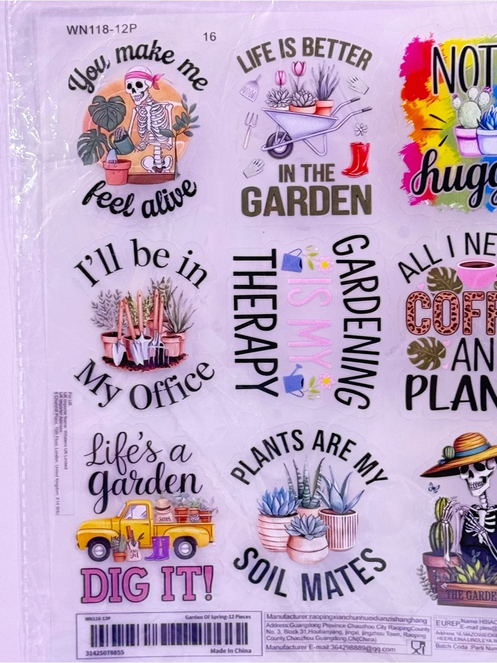 Garden Sticker Sheet - Assorted Color Plant Transfer Decals - Picture 3 of 4